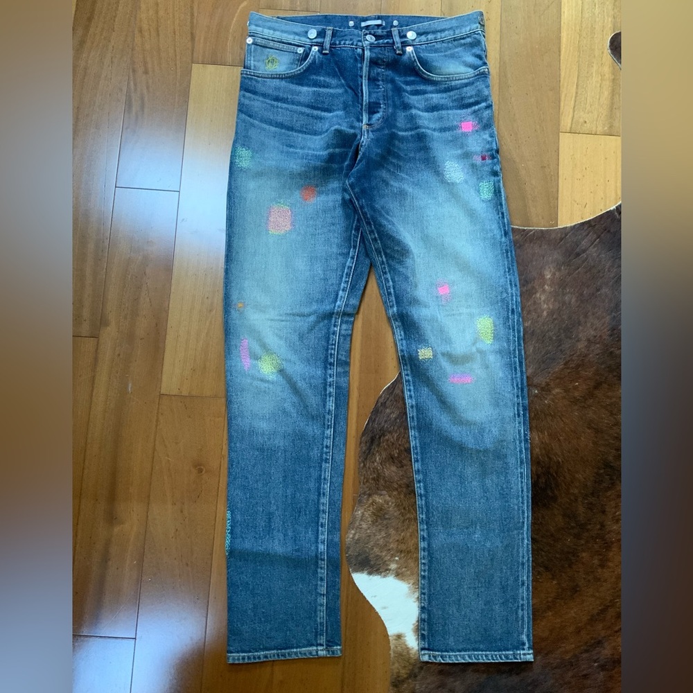Dior Homme fireworks embroidered jeans